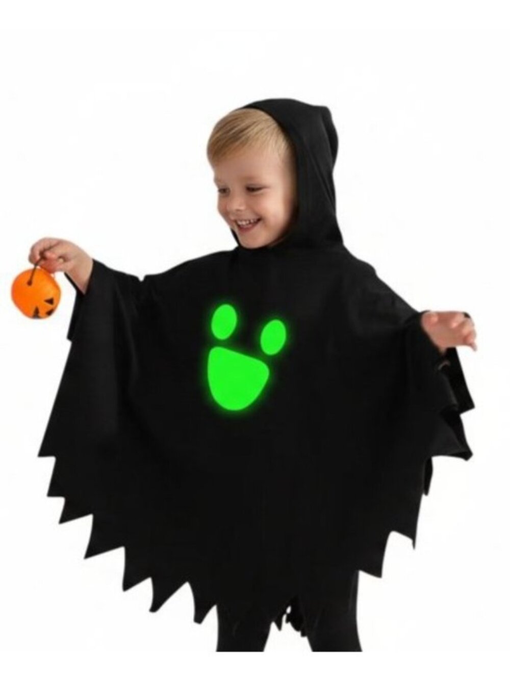 Glow In The Dark Toddler 3T-4T Halloween Ghost Costume Kids Party Hooded Cloak
